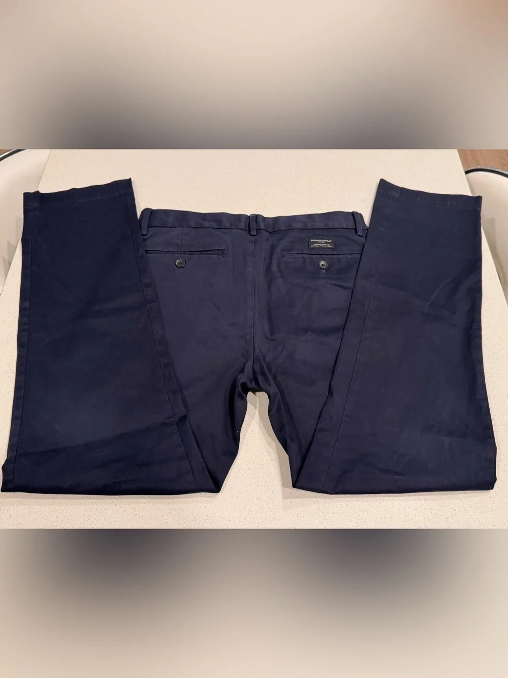 Banana Republic Emerson Chino Pants Mens 32x32 Navy Blue Performance Stretch